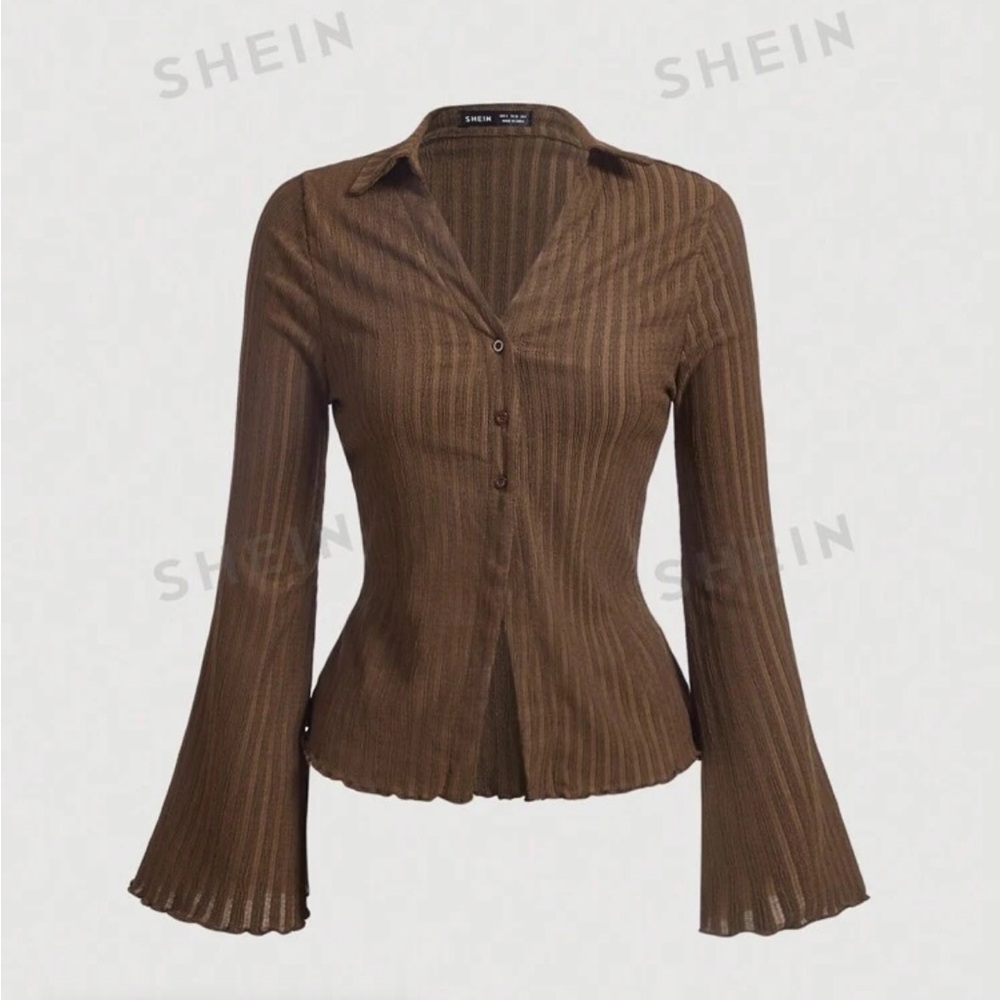 Brown button down long sleeve